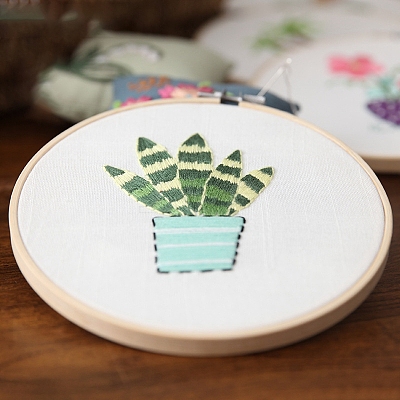 DIY Flat Round Embroidery Kits PW-WG43099-01-1