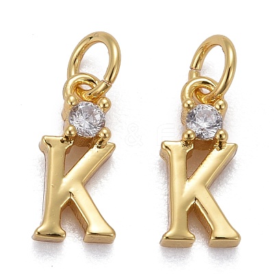Brass Micro Pave Clear Cubic Zirconia Pendants ZIRC-Z011-35K-1