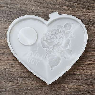 Heart Shaped with Rose Tealight Candle Holder Silicone Molds SIL-Z018-02-1