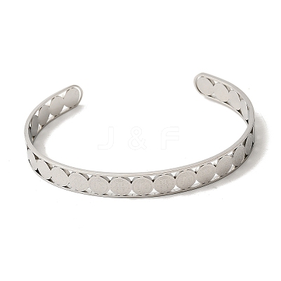 201 Stainless Steel Open Cuff Bangles for Women BJEW-Z162-01P-1