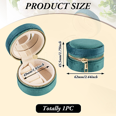 Portable Travel Round Velvet Jewelry Set Storage Zipper Boxes CON-TAC0001-11A-1