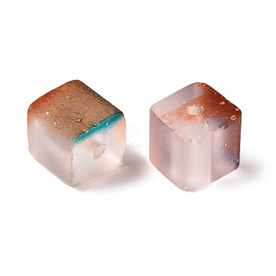 Frosted Glass Beads with Golden Glitter Powder X1-DGLA-NH001-8mm-01G-1
