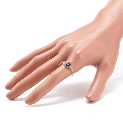 10Pcs 10 Style Resin & Lampwork Evil Eye Beaded Finger Rings RJEW-JR00478-1