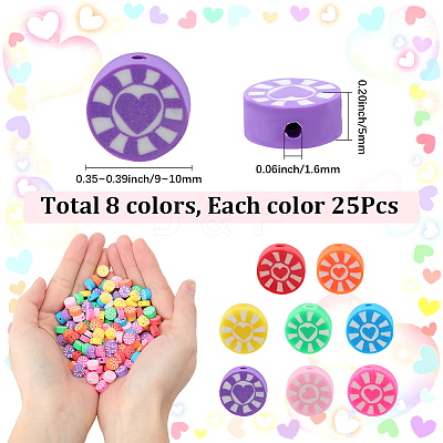 200pcs 8 colors Handmade Polymer Clay Beads CLAY-SP0001-05-1