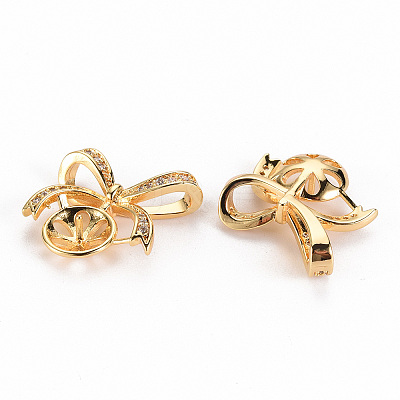 Brass Micro Pave Clear Cubic Zirconia Peg Bails KK-S356-278-NF-1