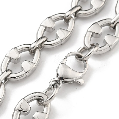 304 Stainless Steel Link Chain Bracelets BJEW-H618-02P-1