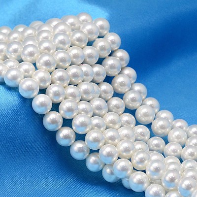 AB Color Plated Shell Pearl Round Bead Strands X-BSHE-L011-10mm-C001-1