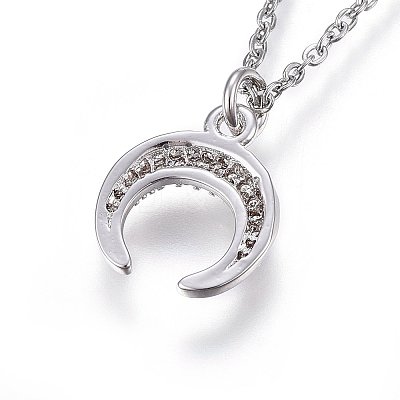 Brass Micro Pave Cubic Zirconia Pendant Necklaces NJEW-L146-07P-1