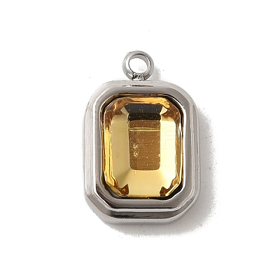 304 Stainless Steel Glass Pendants STAS-L022-062P-05-1