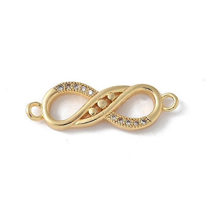 Brass Micro Pave Clear Cubic Zirconia Connector Charms KK-Q044-01F-G-1