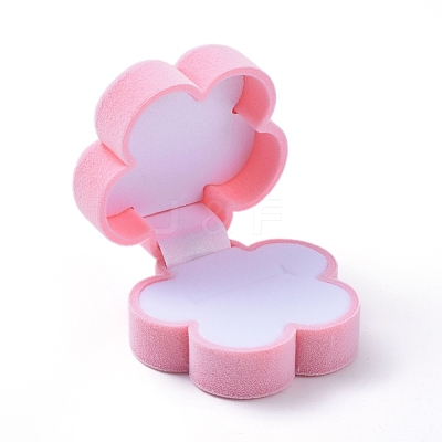 Plum Blossom Shape Velvet Jewelry Boxes X-VBOX-L002-F01-1