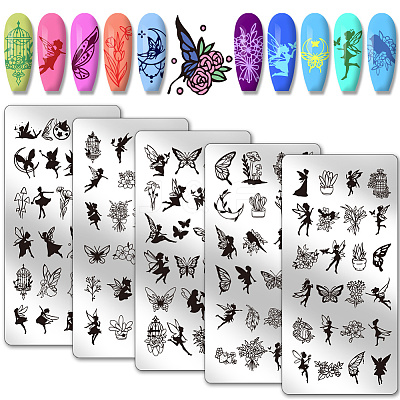 Stainless Steel DIY Nail Art Templates MRMJ-WH0098-015-1