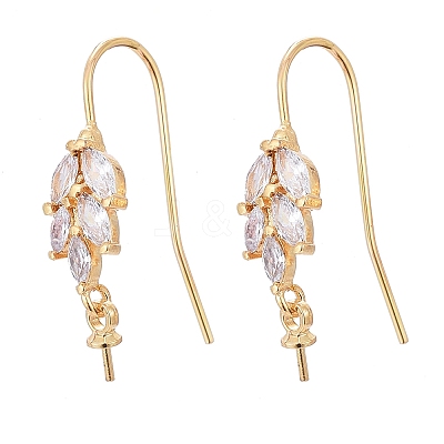 Brass Micro Pave Cubic Zirconia Earring Hooks X-KK-K244-40G-1
