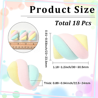 18Pcs Resin Artificial Marshmallow Model DIY-SC0030-89-1