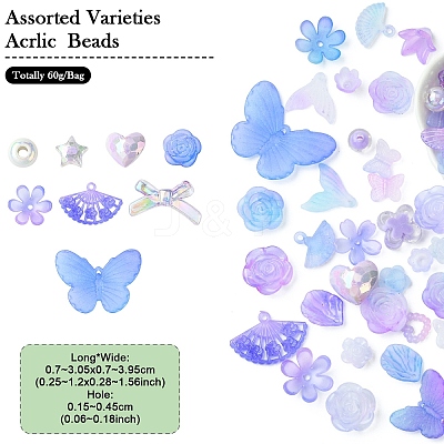 60Pcs Acrylic Beads MACR-YW0003-74C-1