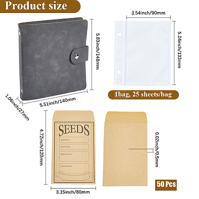 PU Leather Cover Loose Leaf Binder Photo Albums with Self-Adhesive Kraft Paper Seed Saving Envelopes AJEW-CY0001-84-1