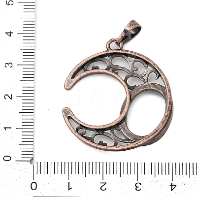 Moon Brass Pendant Cabochon Settings KK-S521-04RC-1
