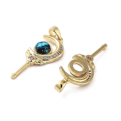 Rack Plating Brass Micro Pave Clear Cubic Zirconia Pendants KK-G482-04G-1