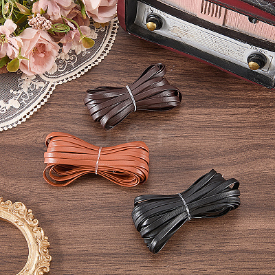 3Pcs 3 Colors Flat PU Leather Cord OCOR-CL0001-15A-1