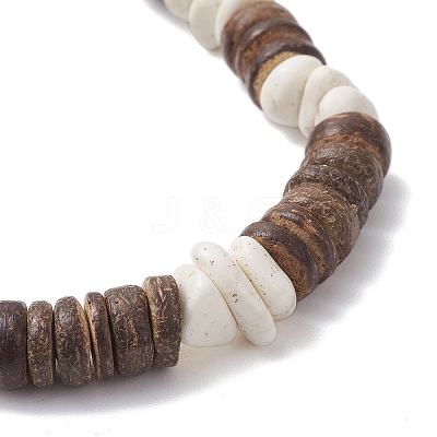 Natural Coconut & Magnesite Chip Beads Stretch Bracelets for Men Women BJEW-JB12457-01-1