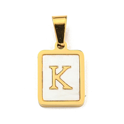 PVD Vacuum Plating 304 Stainless Steel Pave Natural White Shell Pendants STAS-S130-03G-K-1