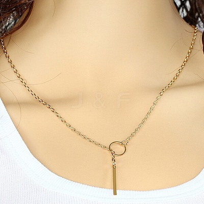 Alloy Ring & Stick Lariat Necklaces for Women WG56D22-01-1