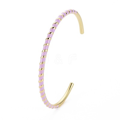 Twisted Brass Enamel Cuff Bangle BJEW-T020-02C-NF-1