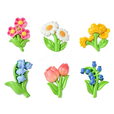 12Pcs 6 Styles Opaque Resin Decoden Cabochons RESI-FS0001-68-1