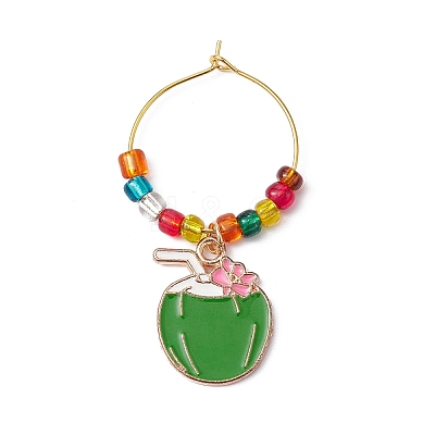 Fruit Alloy Enamel Wine Glass Charms AJEW-JO00224-1