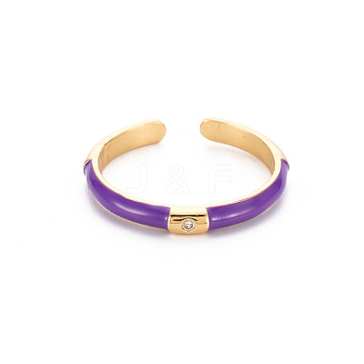 Brass Enamel Cuff Rings RJEW-T016-24C-NF-1