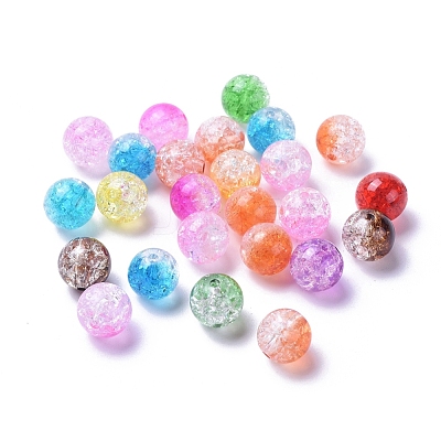 Two Tone Transparent Crackle Acrylic Beads CACR-R009-12mm-M-1