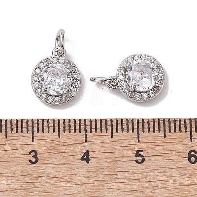 Brass Micro Pave Clear Cubic Zirconia Charms KK-K360-16P-1