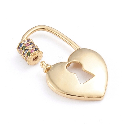 Brass Micro Pave Cubic Zirconia Screw Carabiner Lock Charms ZIRC-I041-09A-1
