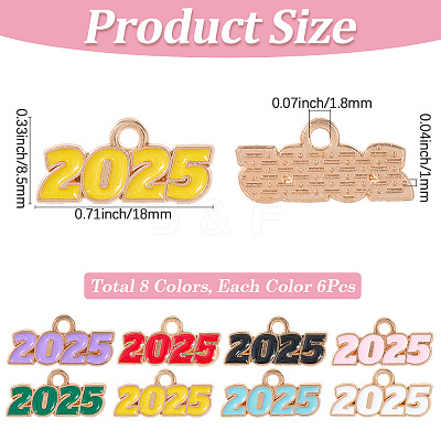 48Pcs 8 Colors Alloy Enamel Pendants ENAM-SP0001-03-1