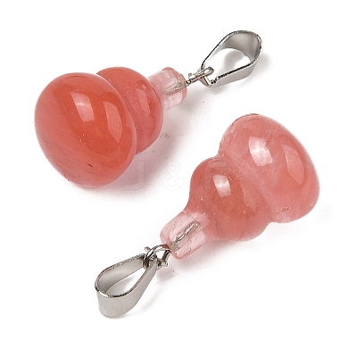 Cherry Quartz Glass Pendants G-B127-03P-16-1