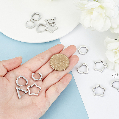 8Pairs 4 Styles 304 Stainless Steel Huggie Hoop Earrings STAS-UN0021-60P-1