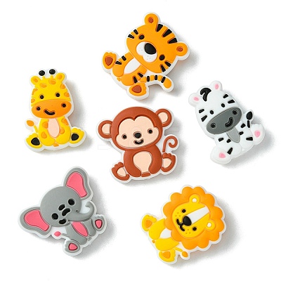 Lion/Tiger/Elephant/Monkey Zebra/Giraffe Silicone Focal Beads SIL-FS0001-19-1