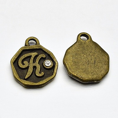 Antique Bronze Plated Alloy Rhinestone Charms ALRI-J152-K-NF-1