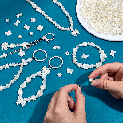 500Pcs 14 Styles Imitated Pearl Acrylic Beads PACR-OC0001-01-1