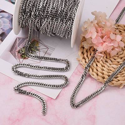 Tarnish Resistant Men's Jewelry Making 304 Stainless Steel Double Link Curb Chains CHS-A003C-1.2mm-1