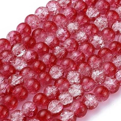 Baking Paint Crackle Glass Bead Strands CCG-S001-8mm-15-1