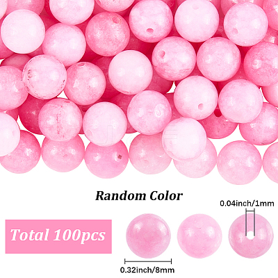 100Pcs Natural Dyed White Jade Beads G-SP0001-35-1