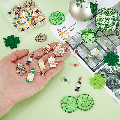 40Pcs 10 Styles Alloy Enamel Pendants ENAM-PH0003-10-1