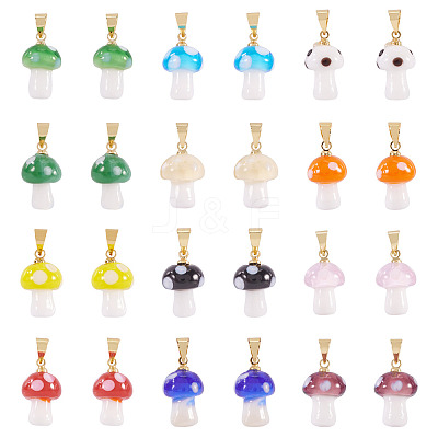 24Pcs 12 Colors Handmade Lampwork Pendants LAMP-TA0001-77-1