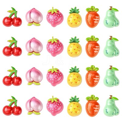 60Pcs 6 Styles Opaque Resin Decoden Cabochons RESI-CJ0004-15-1