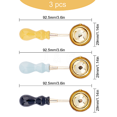 Beech Handle Wax Sealing Stamp Melting Brass Spoon TOOL-CP0001-11-1