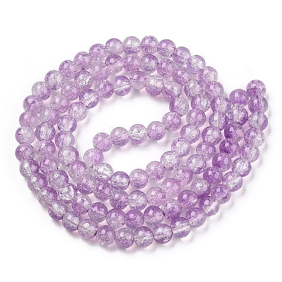 Transparent Crackle Baking Paint Glass Beads Strands DGLA-T003-01A-10-1
