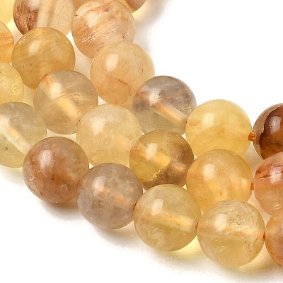 Natural Yellow Fluorite Beads Strands G-K340-A03-10mm-02-1