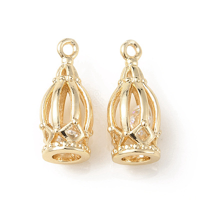 Brass Cubic Zirconia Pendants KK-G462-17KCG-1