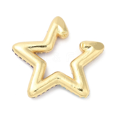 Colorful Rhinestone Star Cuff Earrings EJEW-D059-06G-01-1